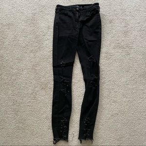 Hollister High Rise Super Skinny Ripped Black Jeans